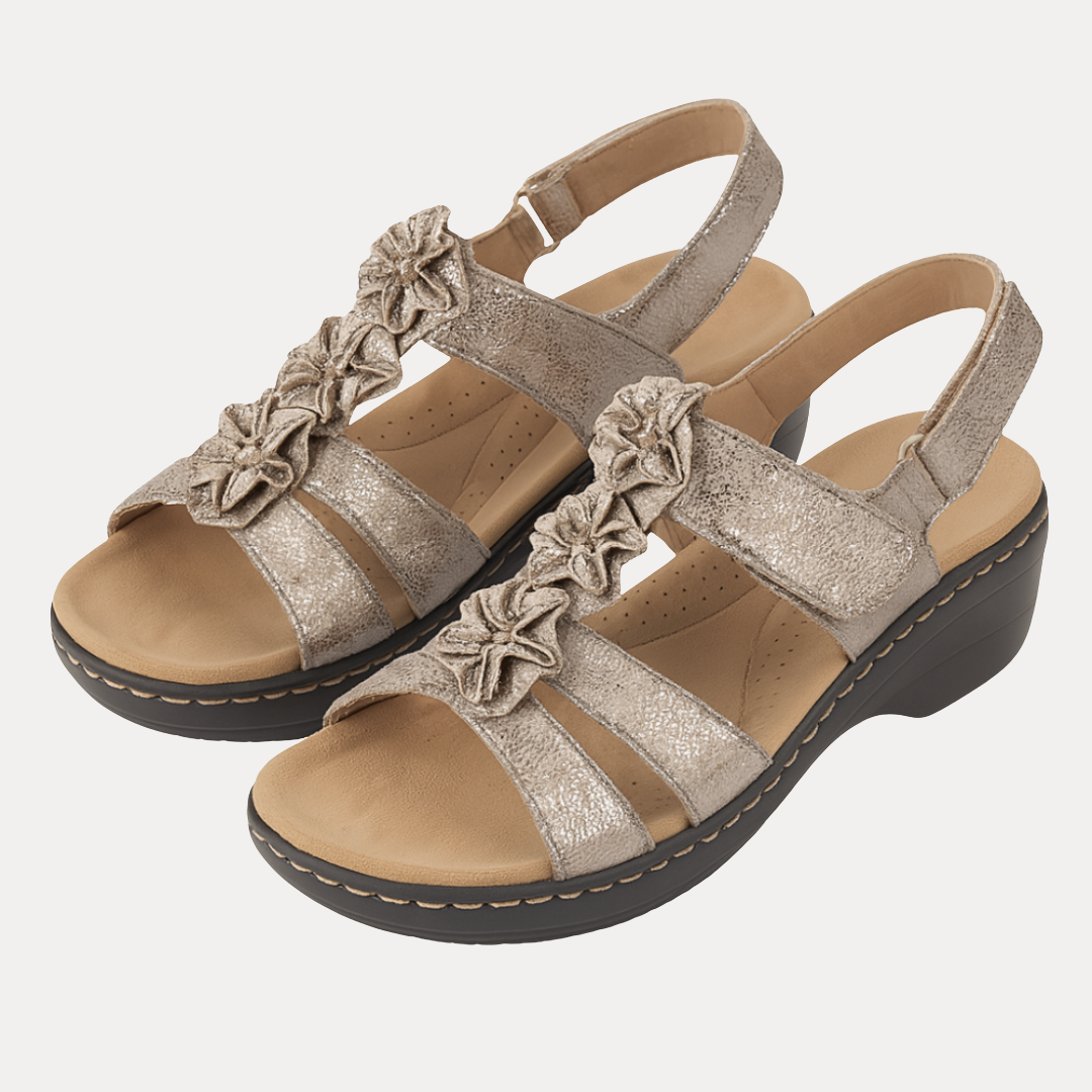 Giorgia | Sandali con Zeppa Floreali
