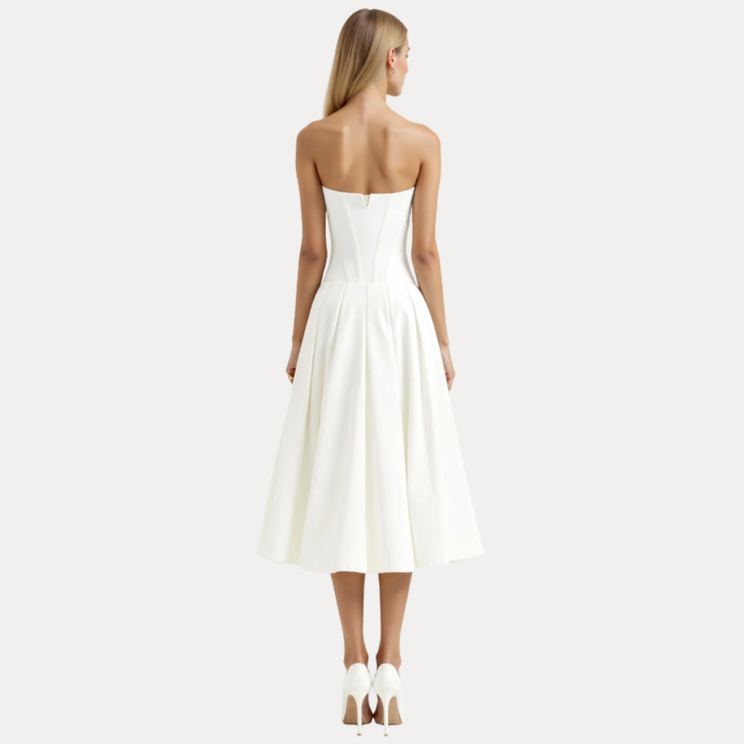 Rebecca | Abito Midi con Corsetto e Gonna a Ruota