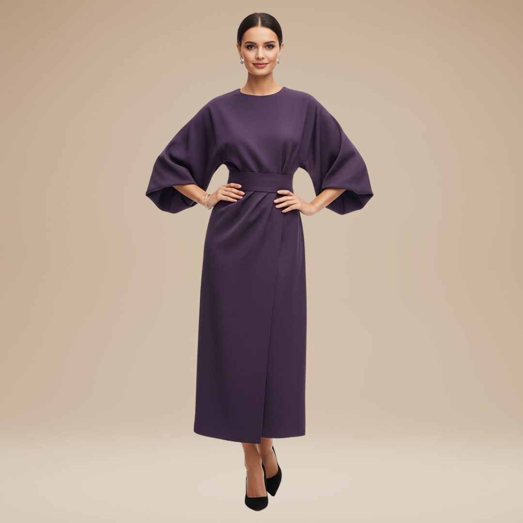 Nives | Abito Midi Elegante Donna con Maniche Ampie
