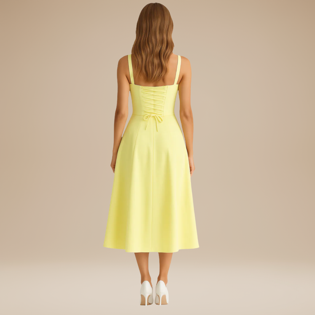 Lorenza | Midi Dress with Structured Bodice