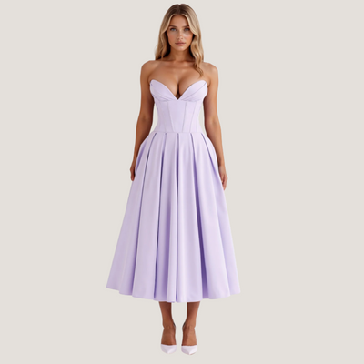 Rebecca | Abito Midi con Corsetto e Gonna a Ruota