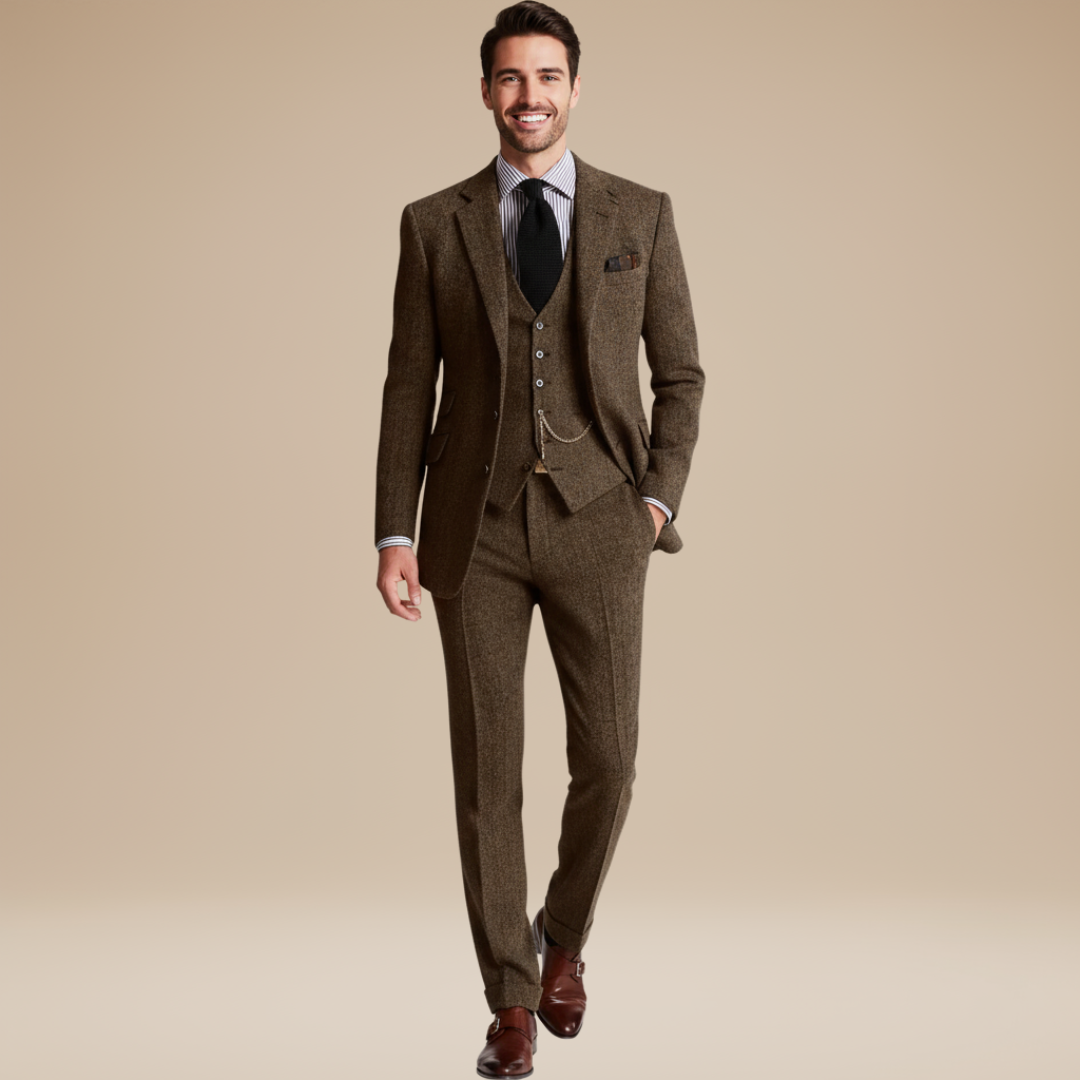 Harrison | Classic three-piece tweed suit for men
