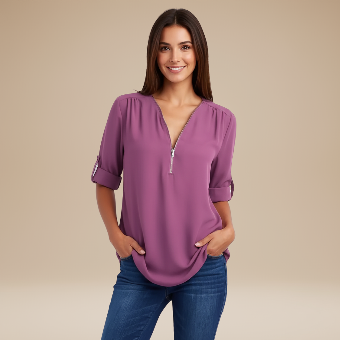 Elisa | Blusa Donna con Zip Frontale Moderna