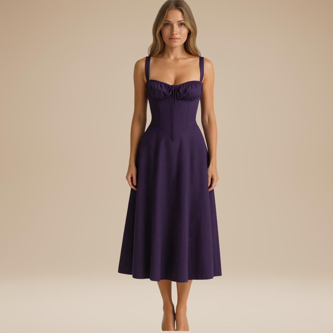 Lorenza | Midi Dress with Structured Bodice