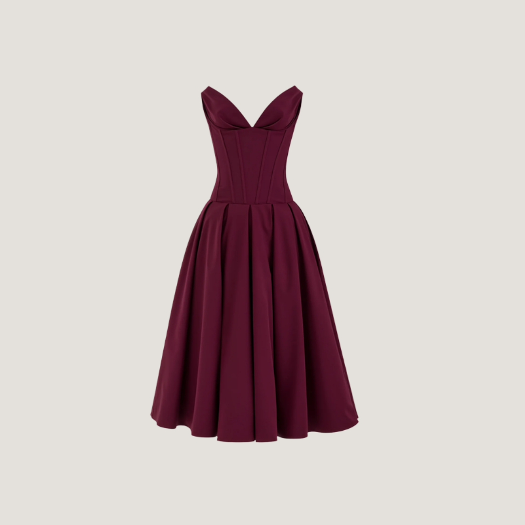 Rebecca | Abito Midi con Corsetto e Gonna a Ruota