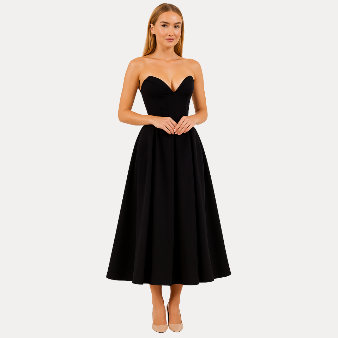 Rebecca | Abito Midi con Corsetto e Gonna a Ruota