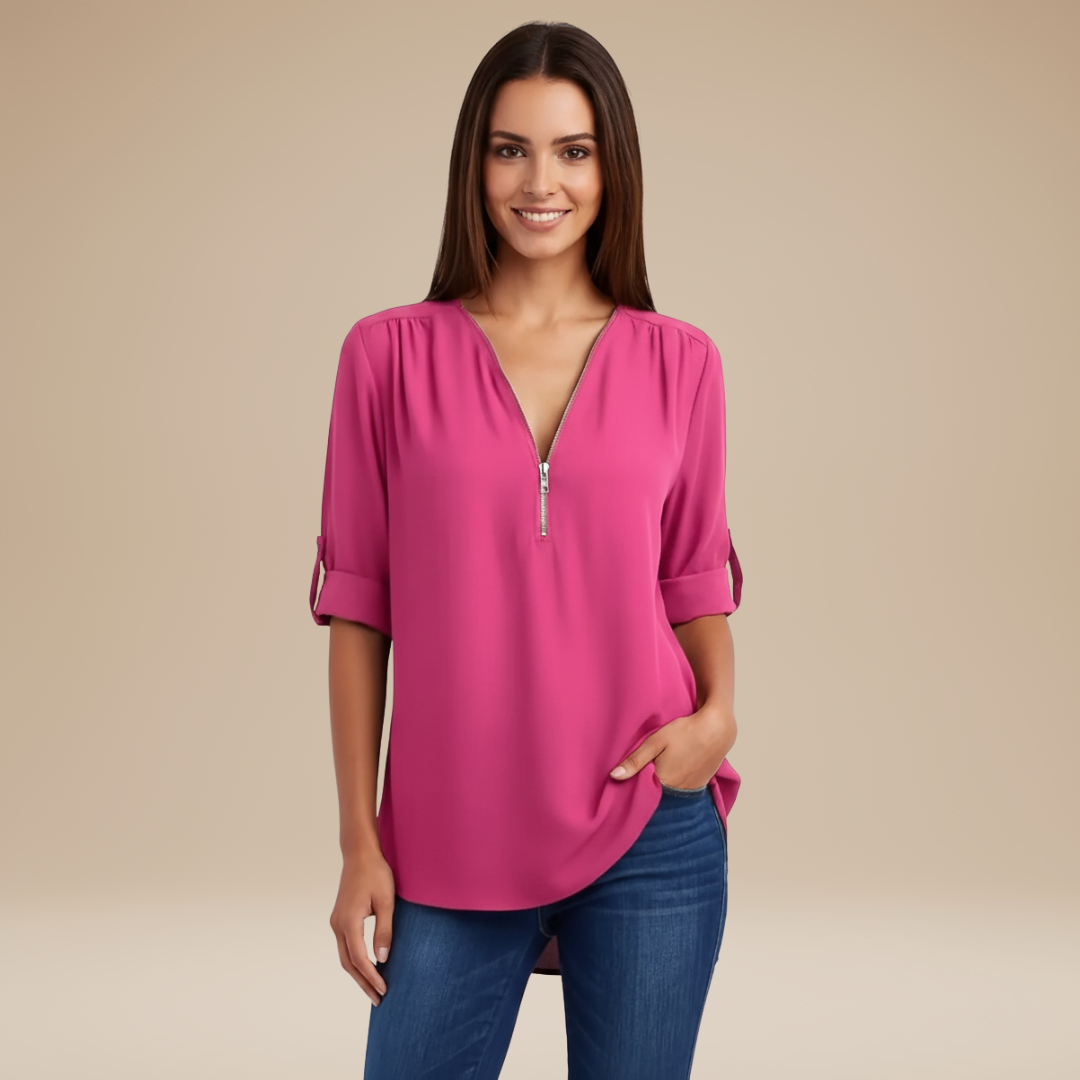 Elisa | Blusa Donna con Zip Frontale Moderna
