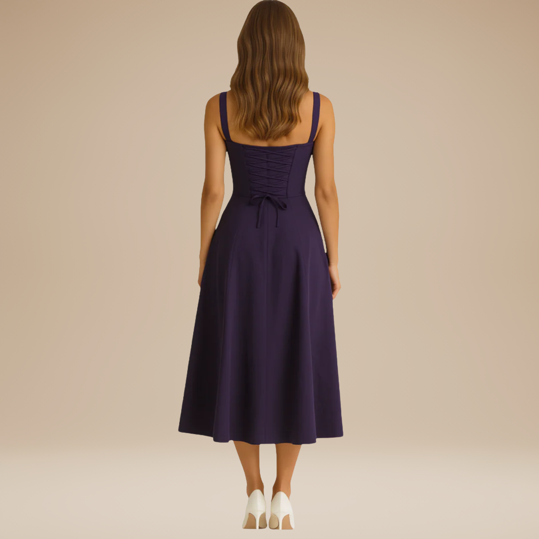 Lorenza | Midi Dress with Structured Bodice