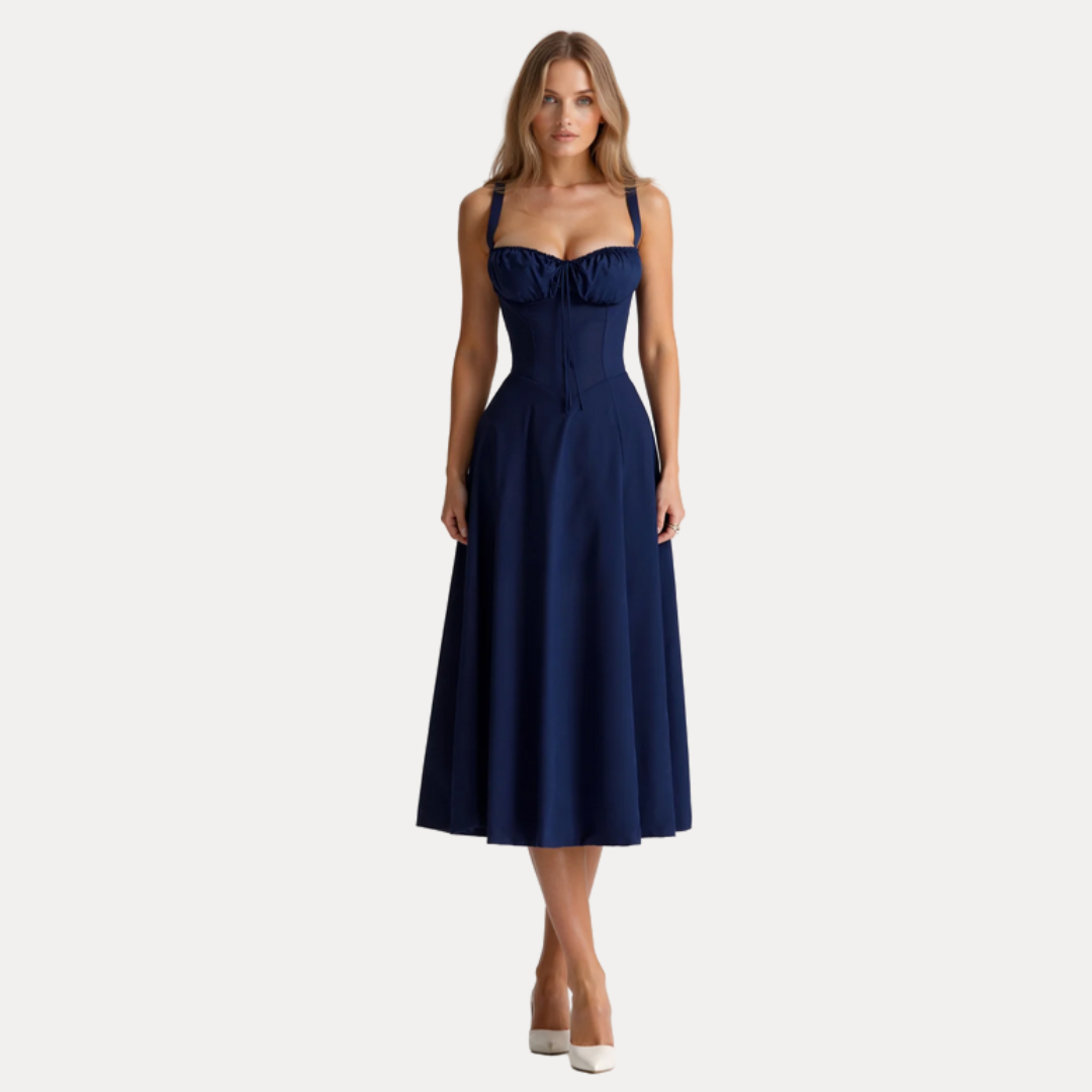 Lorenza | Abito Midi con Corpino Strutturato