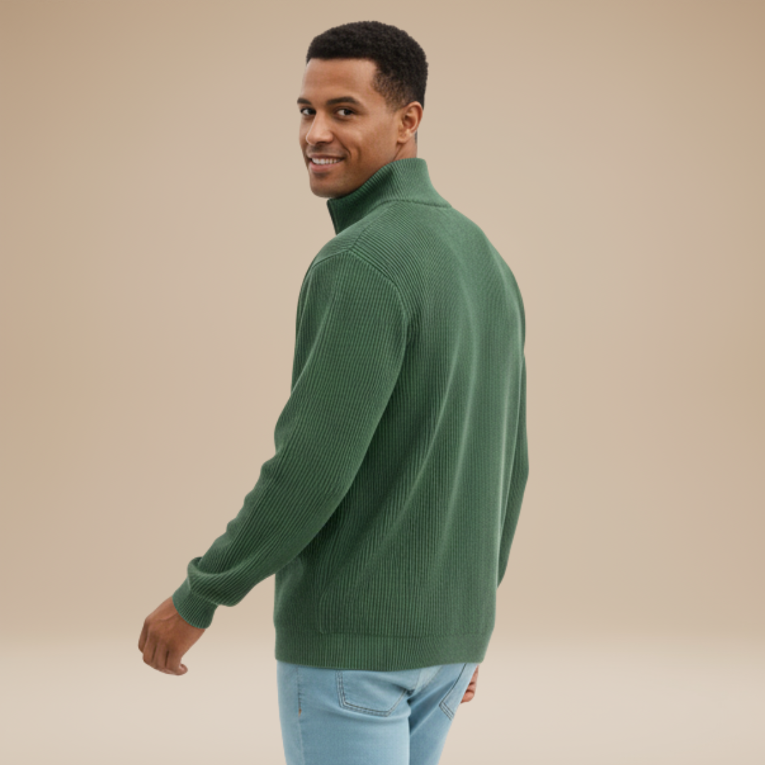 Mirko | Maglia Uomo con Mezza Zip e Trama a Rilievo