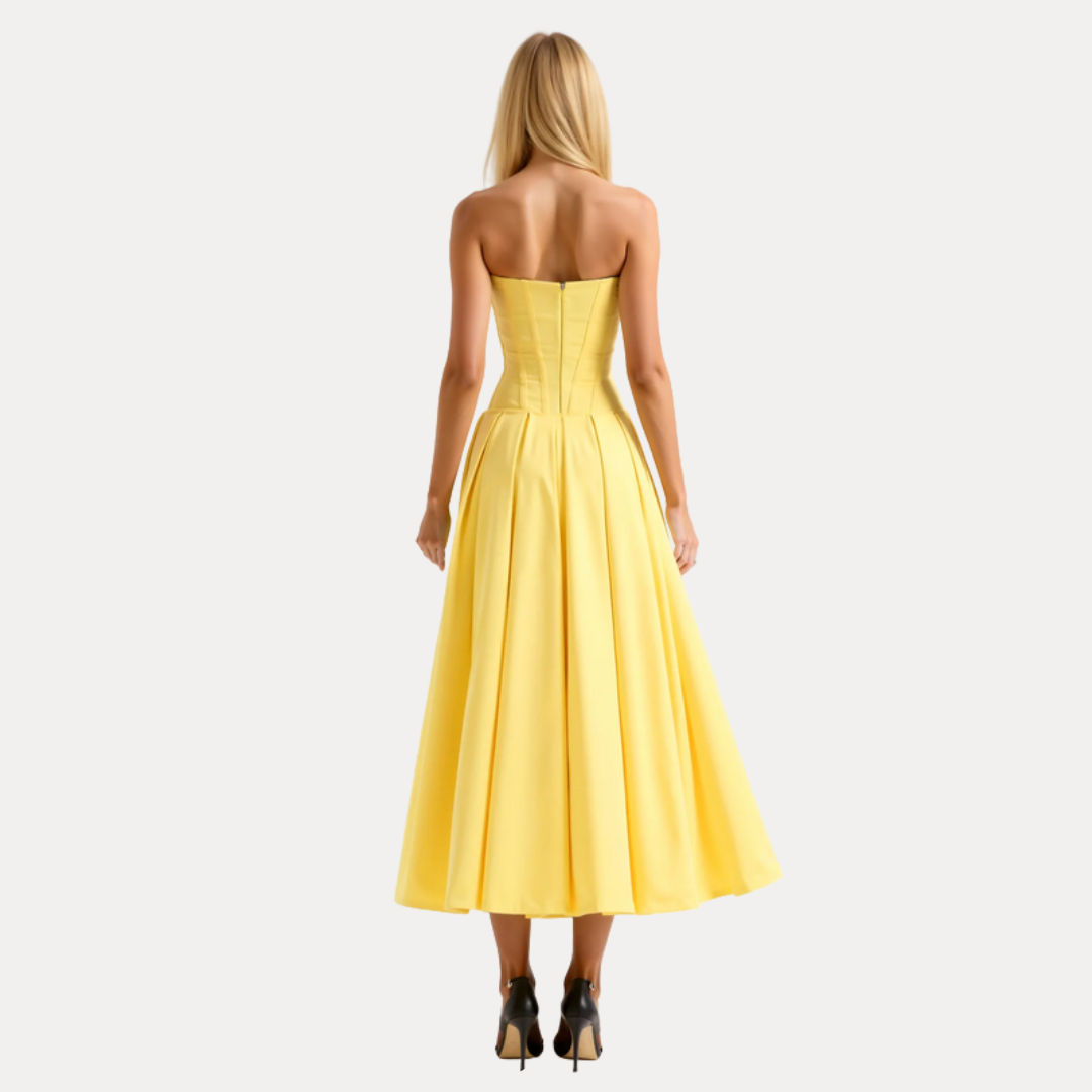 Rebecca | Abito Midi con Corsetto e Gonna a Ruota