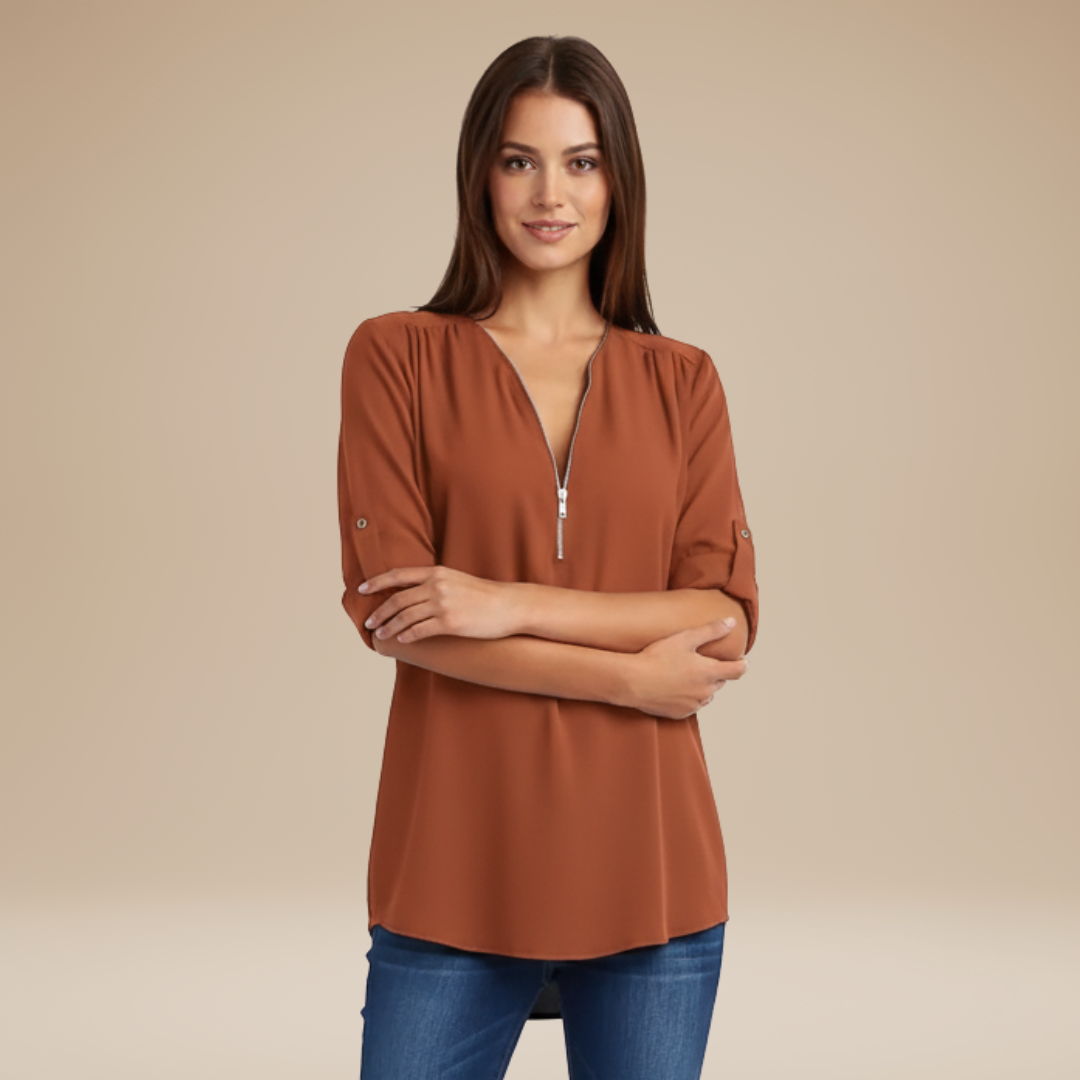 Elisa | Blusa Donna con Zip Frontale Moderna