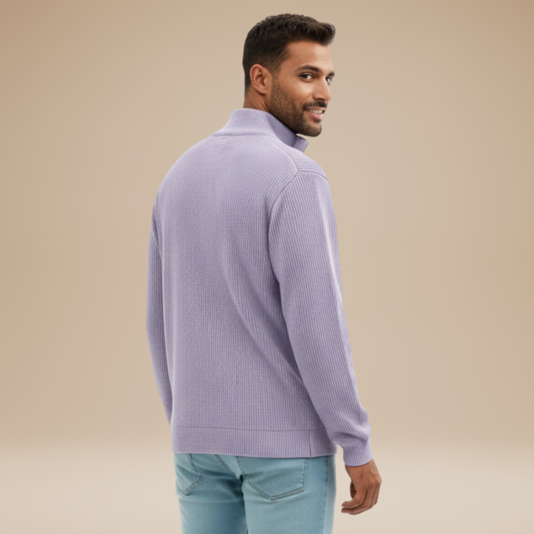 Mirko | Maglia Uomo con Mezza Zip e Trama a Rilievo