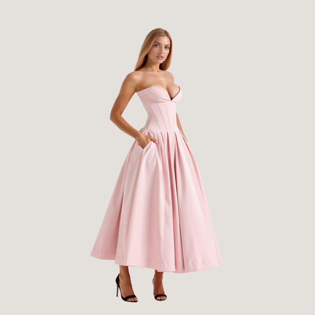 Rebecca | Abito Midi con Corsetto e Gonna a Ruota