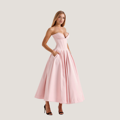 Rebecca | Abito Midi con Corsetto e Gonna a Ruota