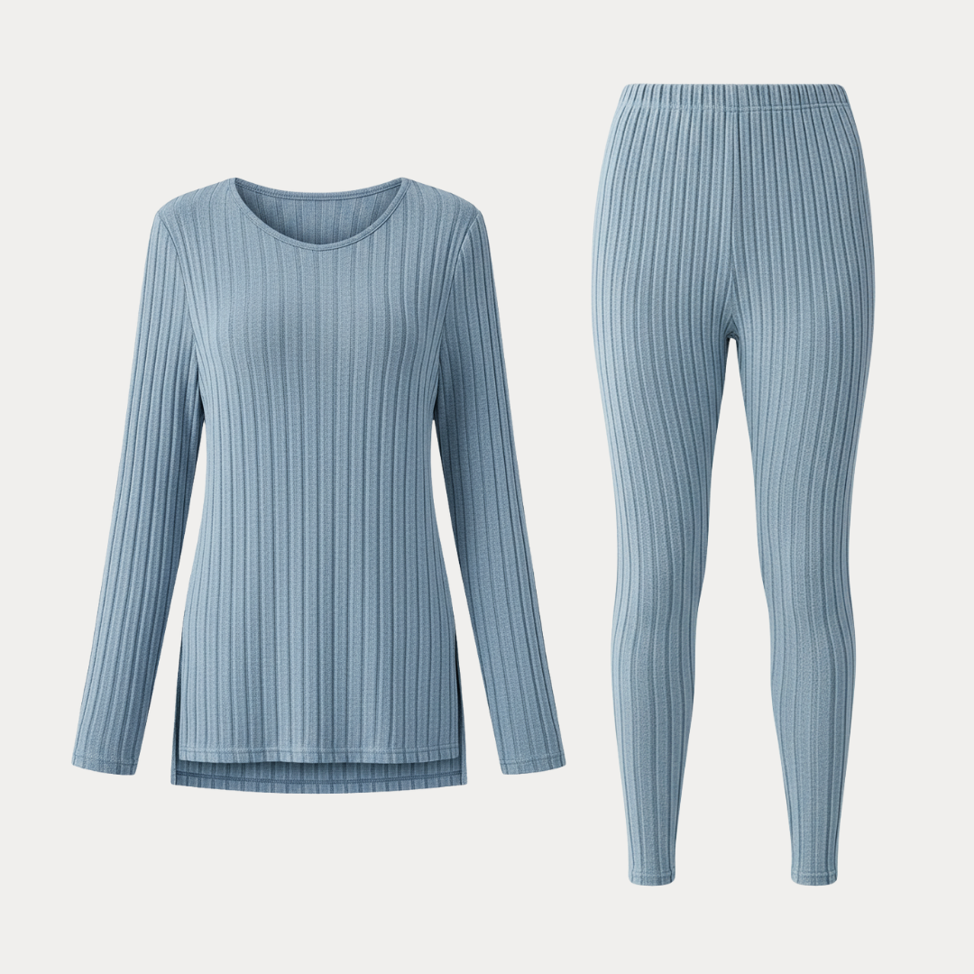 Fiordaliso | Completo Donna in Maglia a Coste con Top Lungo e Leggings