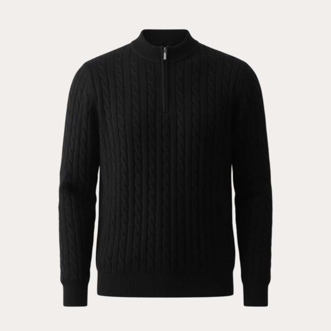 Marcello | Maglione Uomo a Mezza Zip con Trama a Trecce