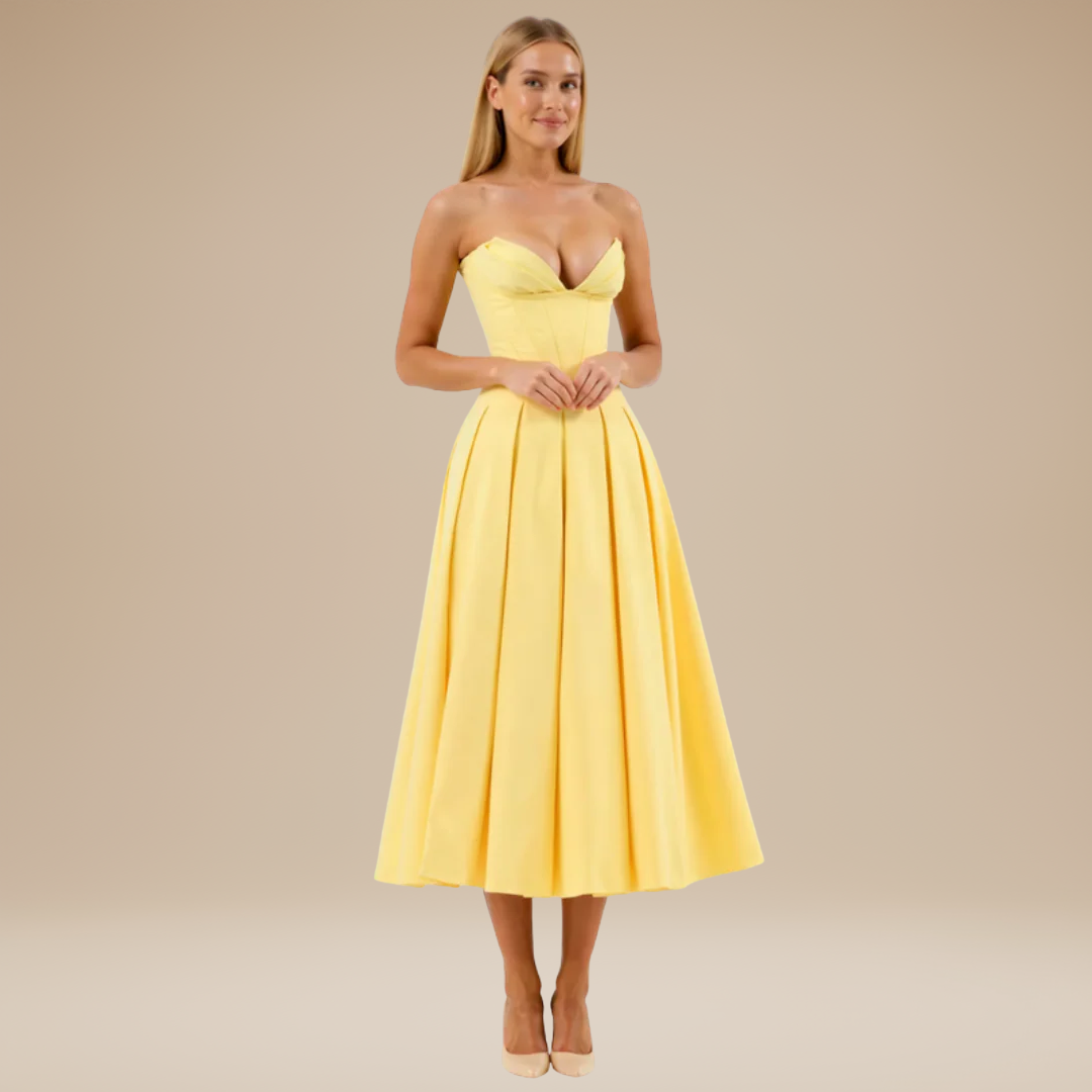 Rebecca | Abito Midi con Corsetto e Gonna a Ruota