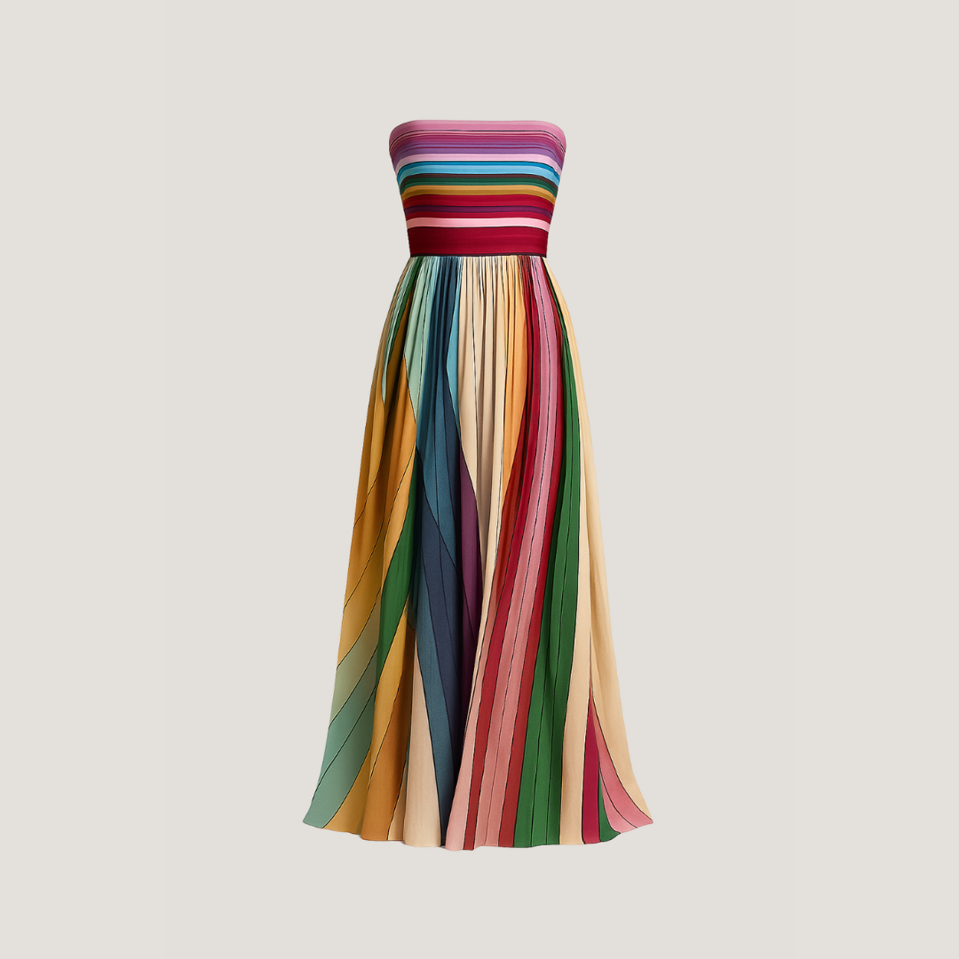 Livia | Abito Lungo a Righe Multicolore