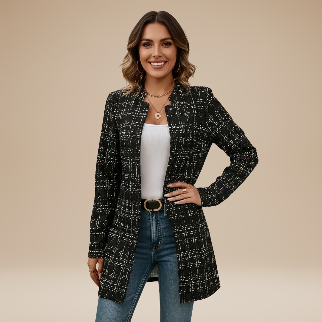 Valentina | Women's Long Blazer with Elegant Pattern