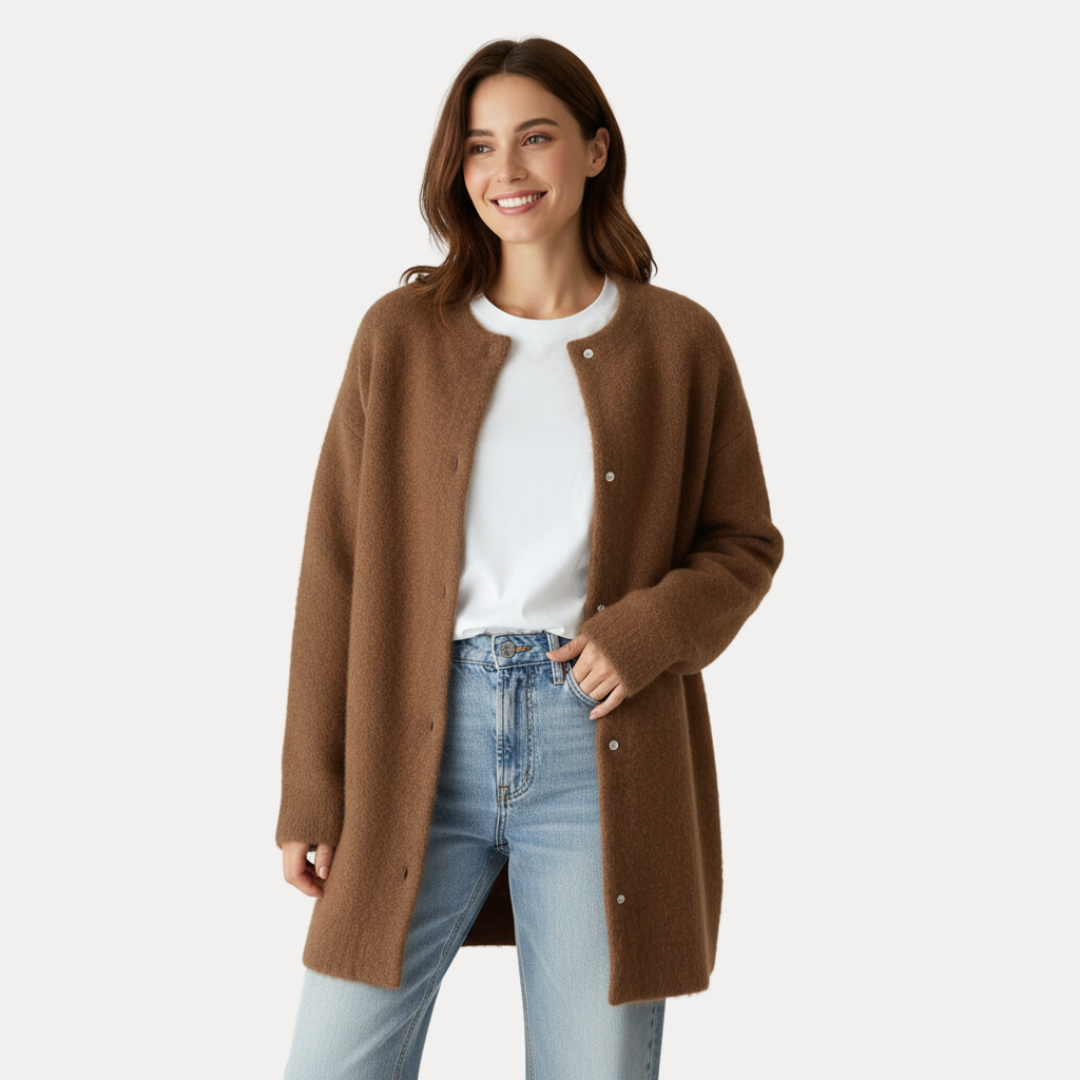 Luciana | Cappotto Lungo in Maglia Spazzolata