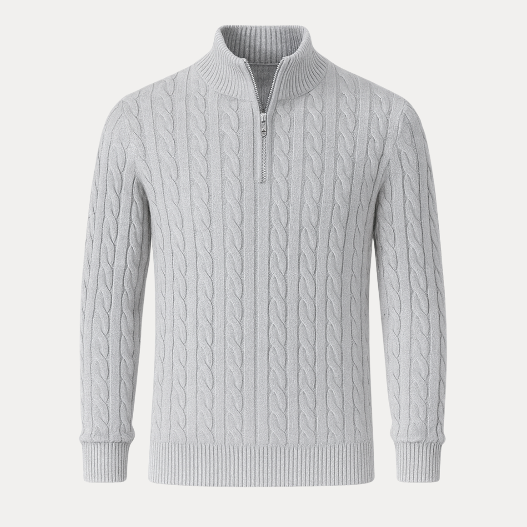 Lorenzo | Maglione a Treccia con Mezza Zip