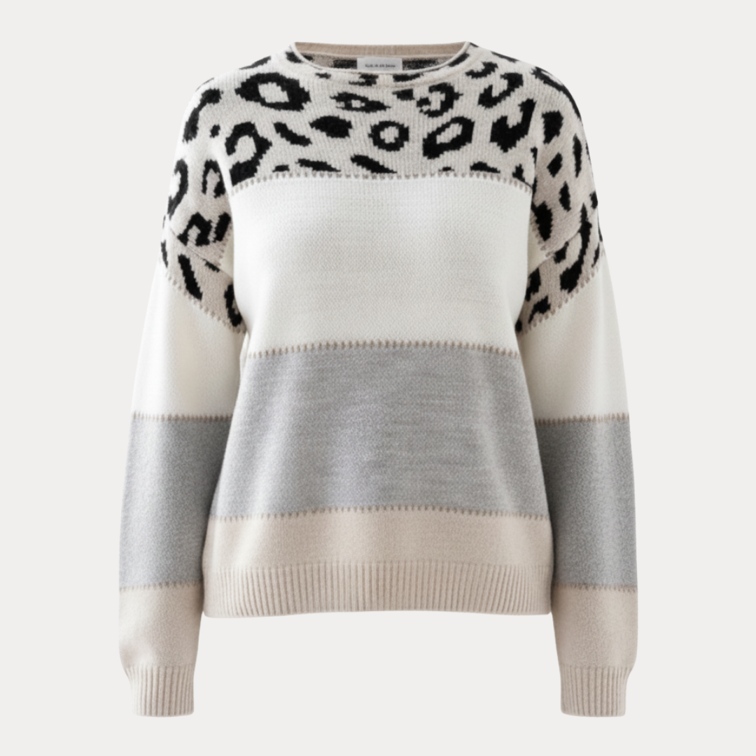 Alessia | Women's Leopard Color Block Sweater