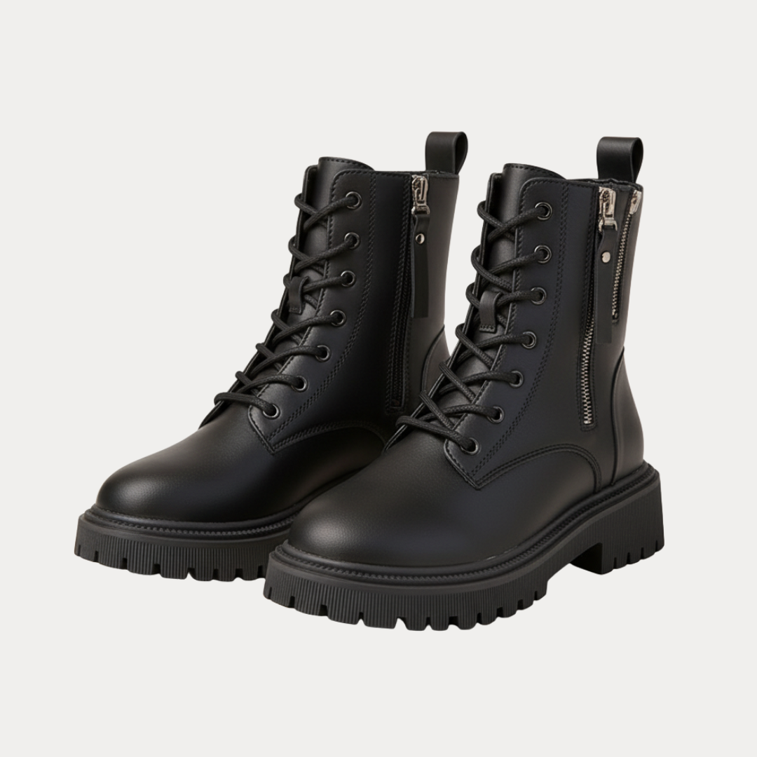 Concetta | Ankle Boots Donna Comodi con Lacci e Zip Laterale