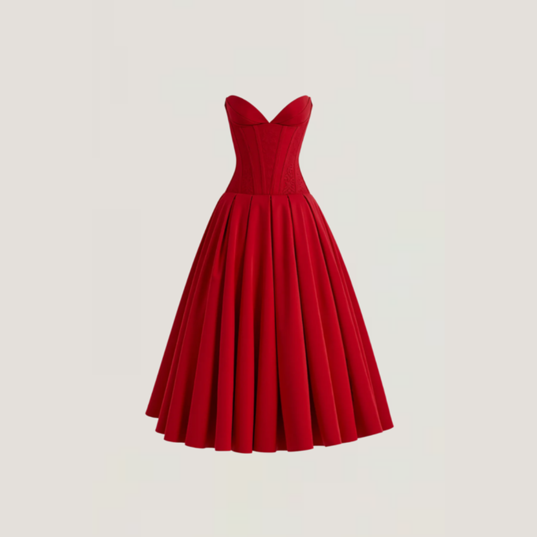 Rebecca | Abito Midi con Corsetto e Gonna a Ruota