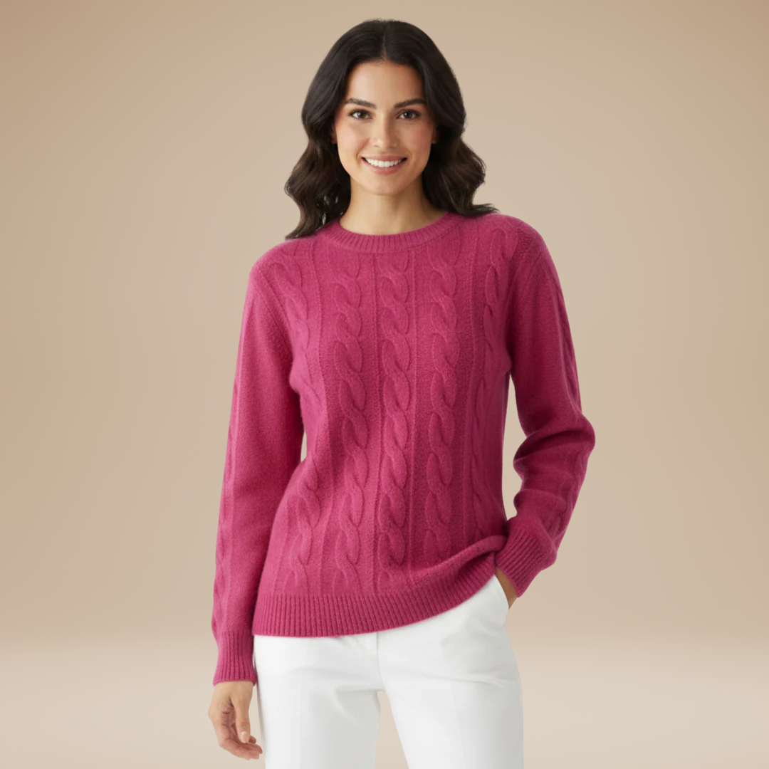 Chiara | Women's Crew Neck Cable Knit Sweater