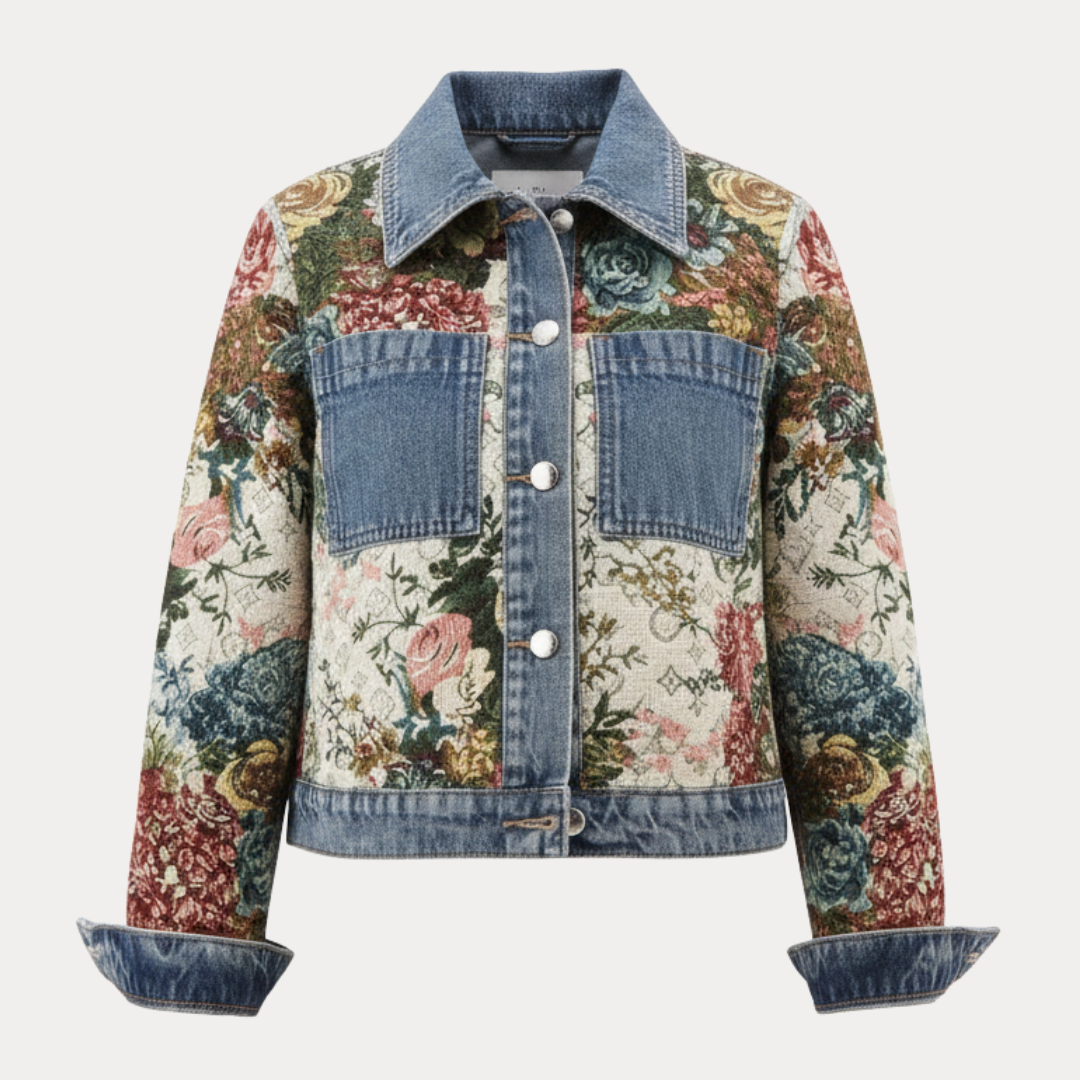 Vittoria | Denim Jacket with Jacquard Embroidery