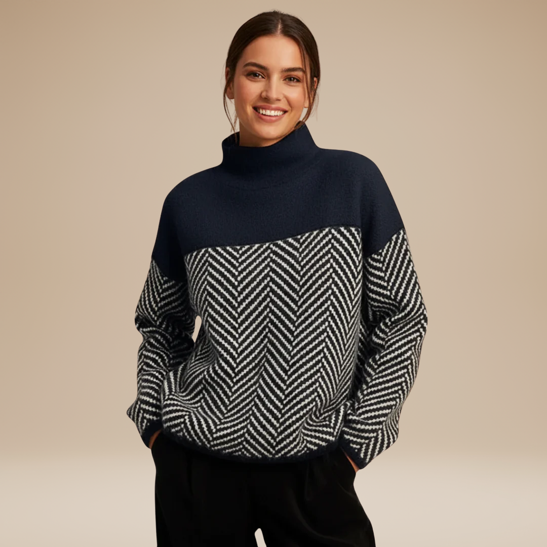 Alessia | Women's Oversized Sweater with Chevron Pattern