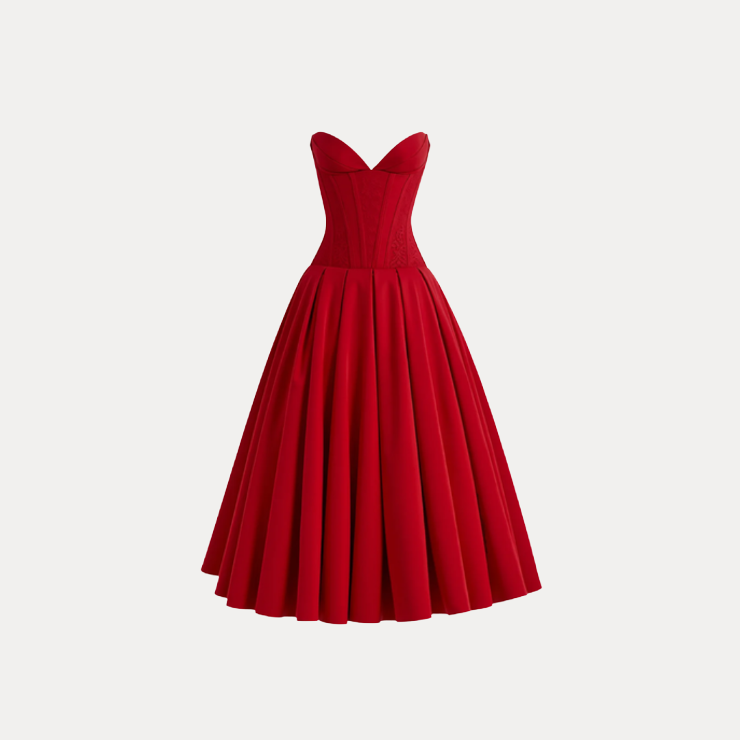 Rebecca | Abito Midi con Corsetto e Gonna a Ruota