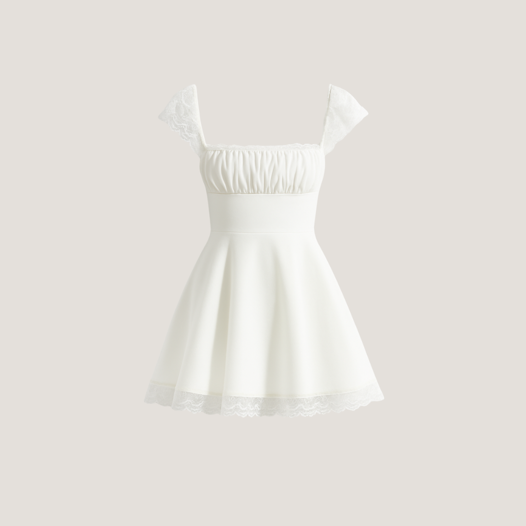 Ivette | Abito Corto in Chiffon e Pizzo