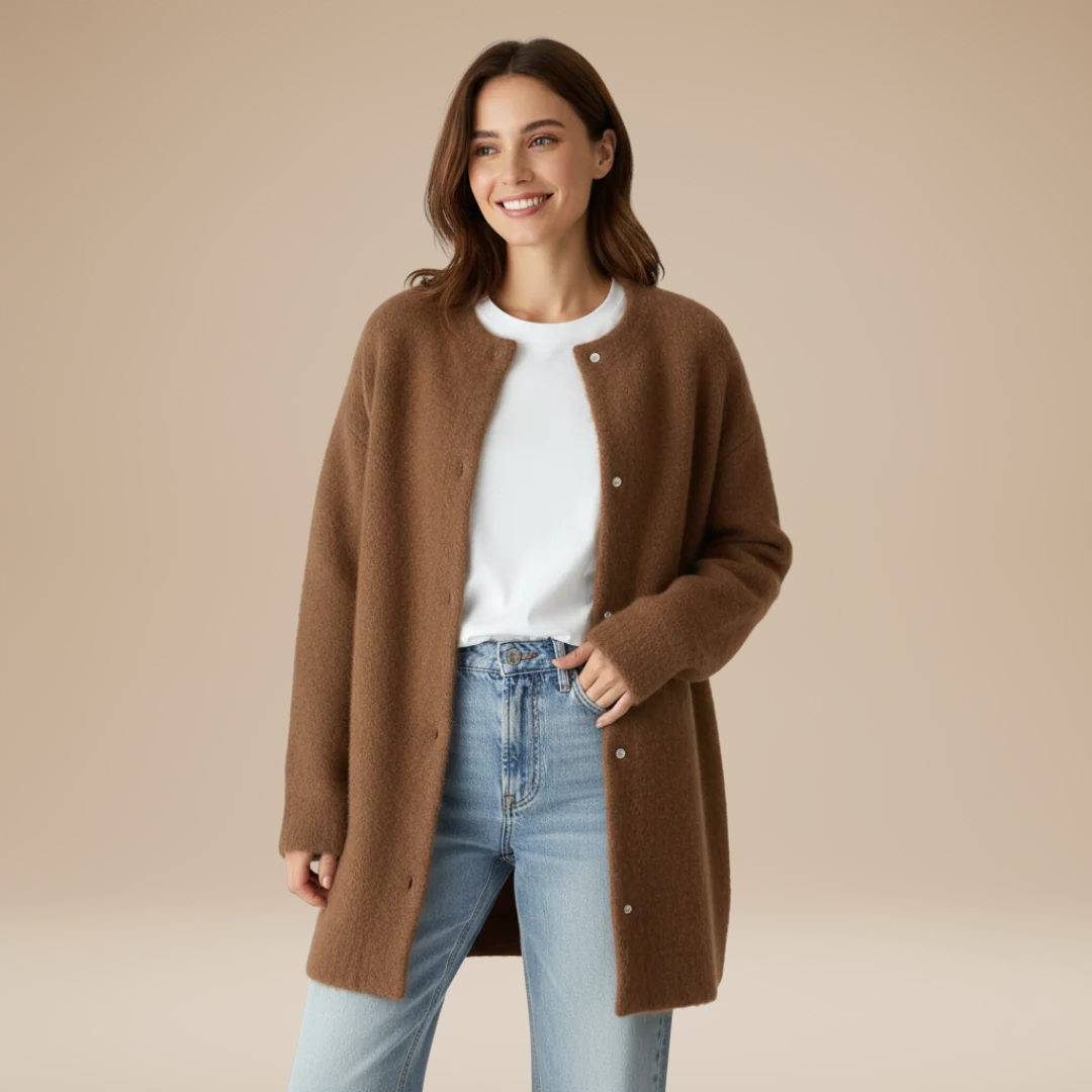 Luciana | Cappotto Lungo in Maglia Spazzolata