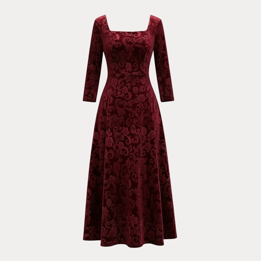 Valeria | Abito Velluto Jacquard Donna Stile Regale