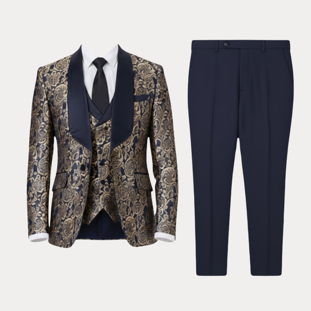 Dante | Abito Uomo 3 Pezzi con Dettagli Floreali