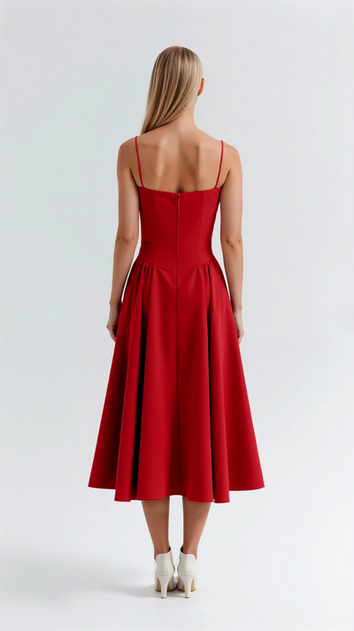 Fiorella | Abito Corto con Spalline Sottili e Corpino a Coppe – Gonna Ampia in Stile Anni ’50