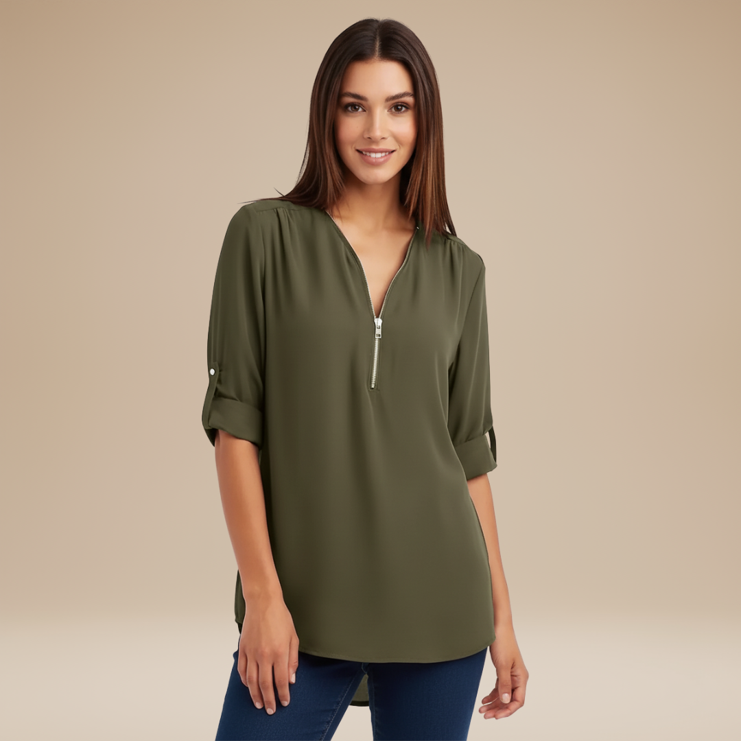 Elisa | Blusa Donna con Zip Frontale Moderna