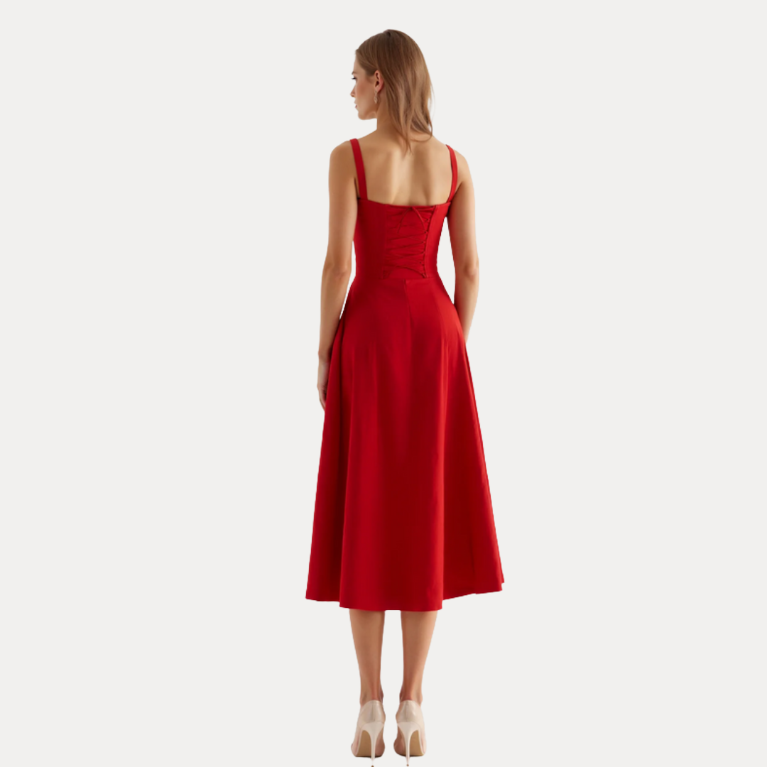 Lorenza | Abito Midi con Corpino Strutturato
