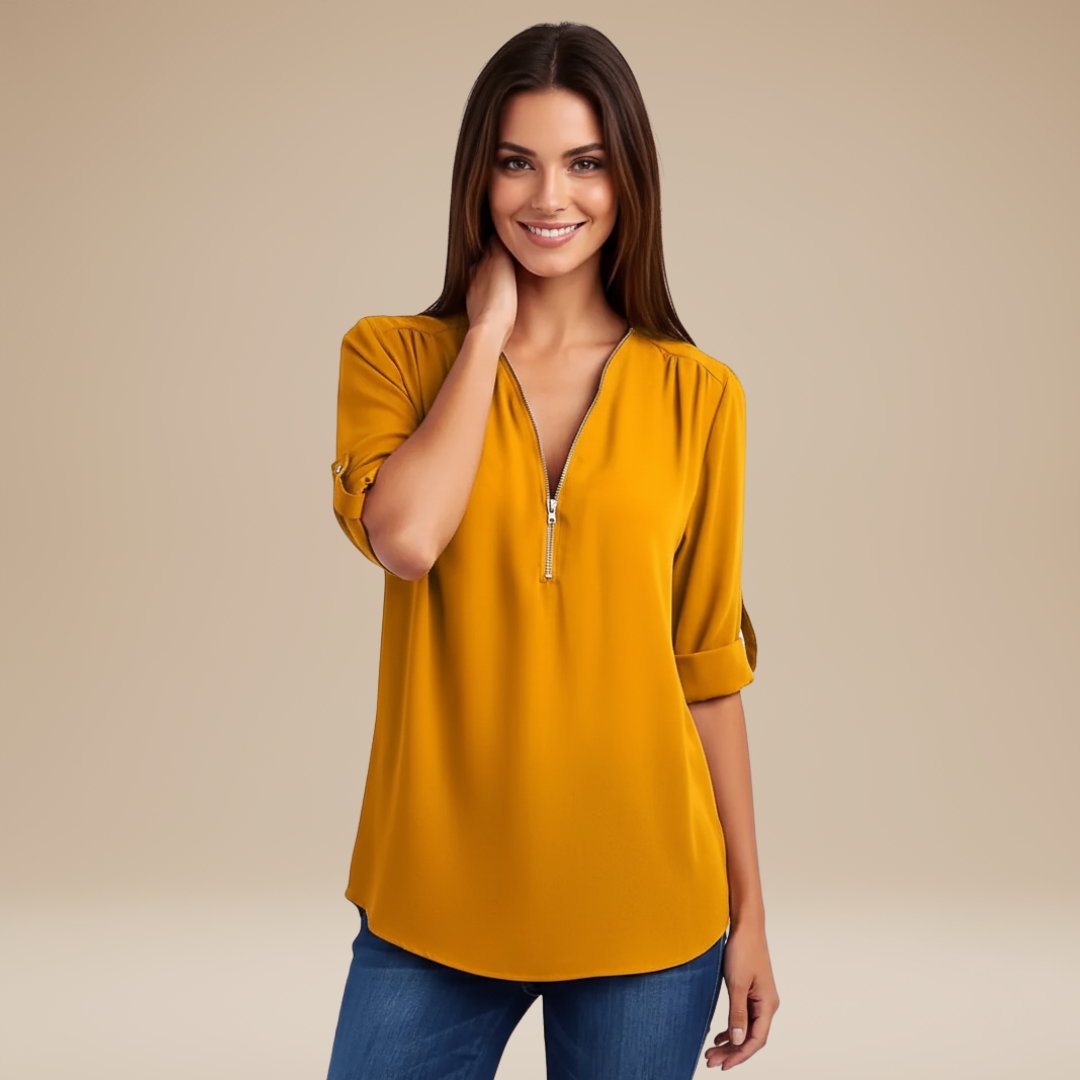 Elisa | Blusa Donna con Zip Frontale Moderna