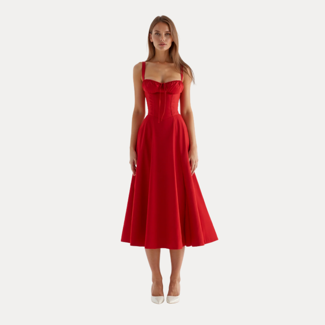 Lorenza | Abito Midi con Corpino Strutturato