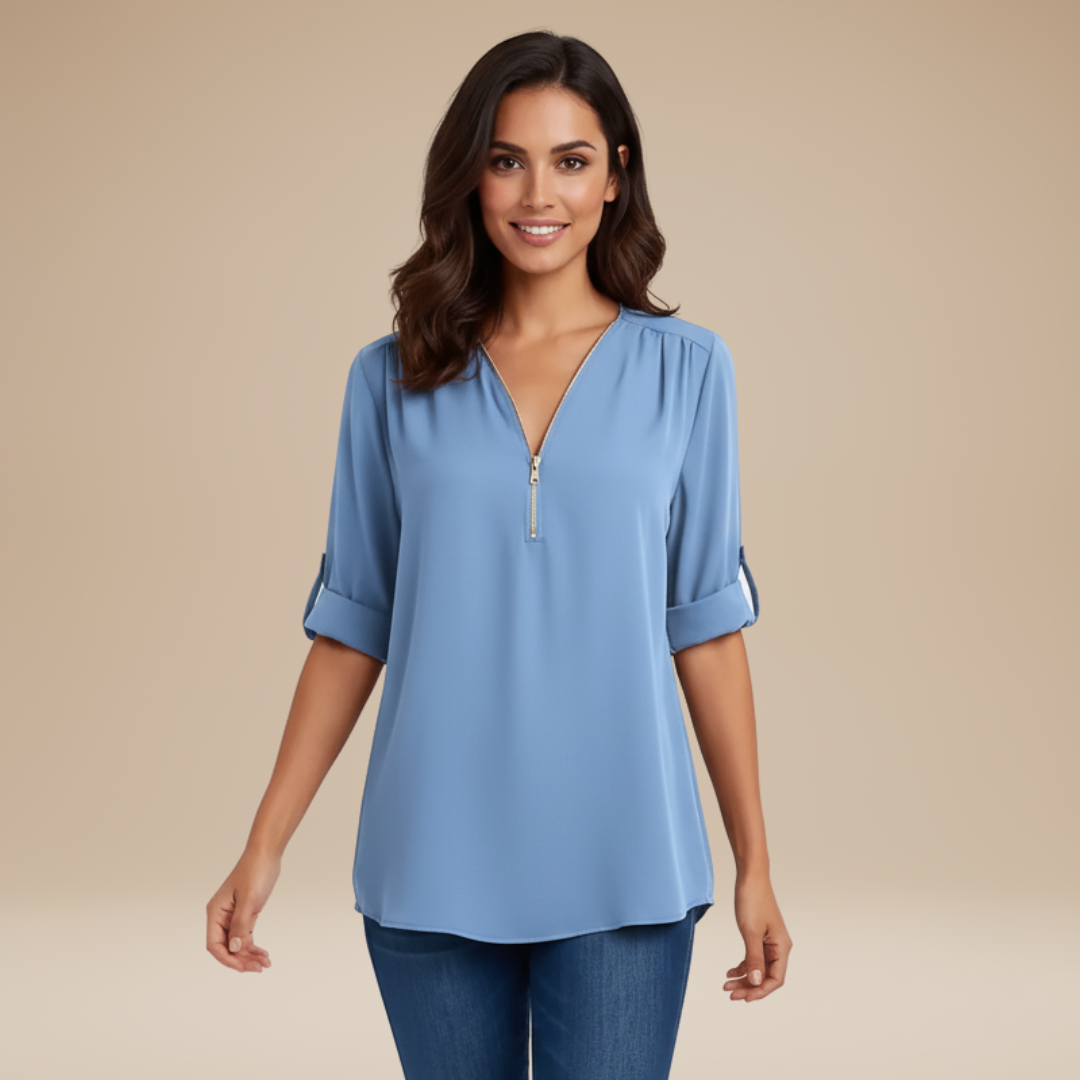 Elisa | Blusa Donna con Zip Frontale Moderna