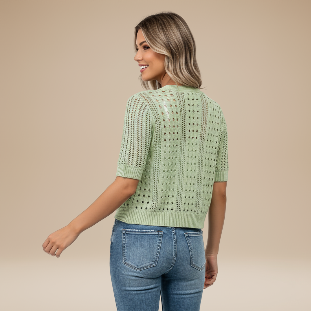 Gaia | Cardigan Donna Corto con Lavorazione Traforata