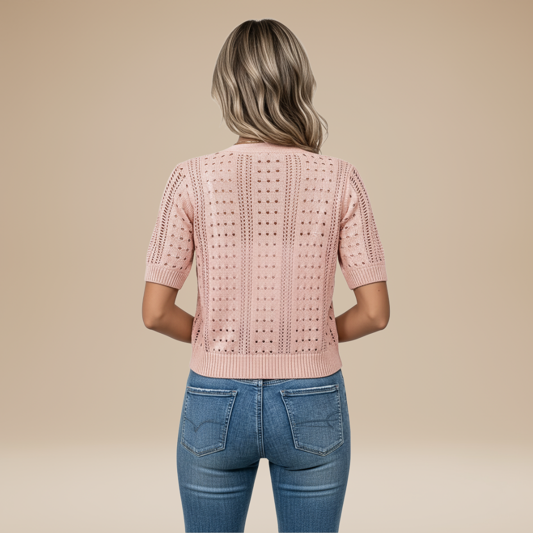 Gaia | Cardigan Donna Corto con Lavorazione Traforata