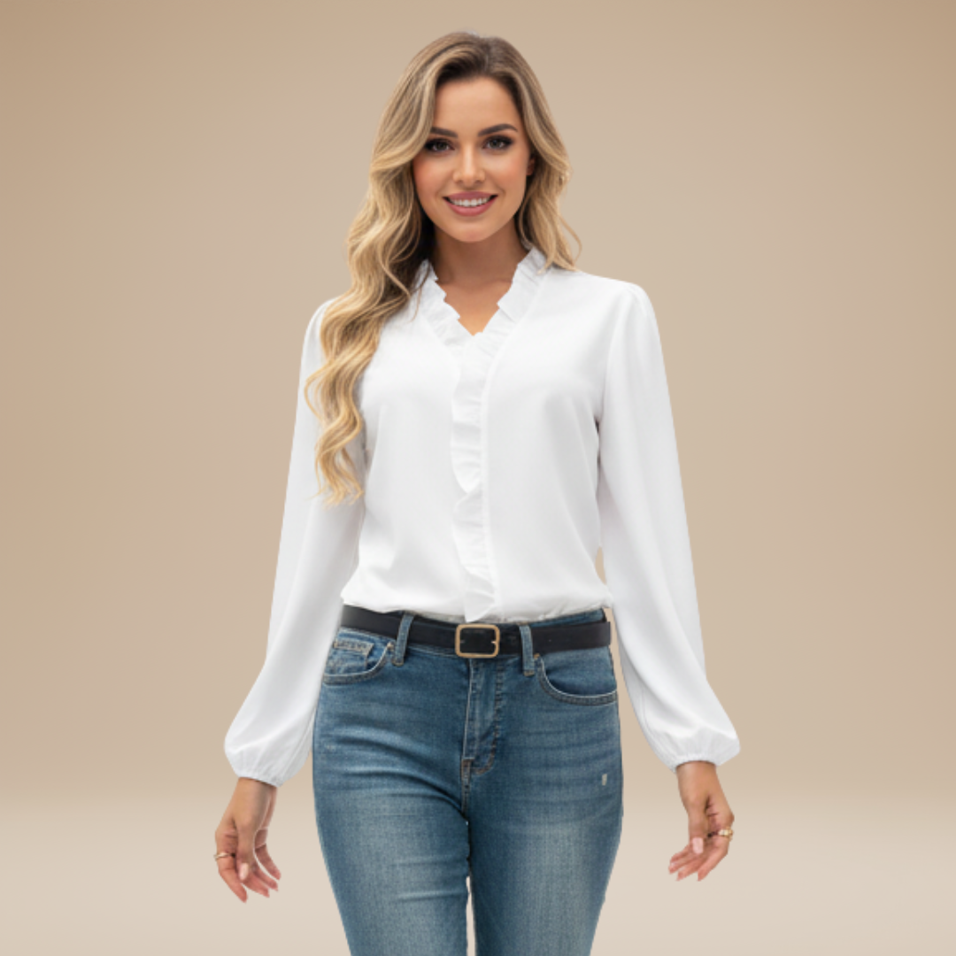 Sabina | Camicia Elegante Donna con Volant Frontali