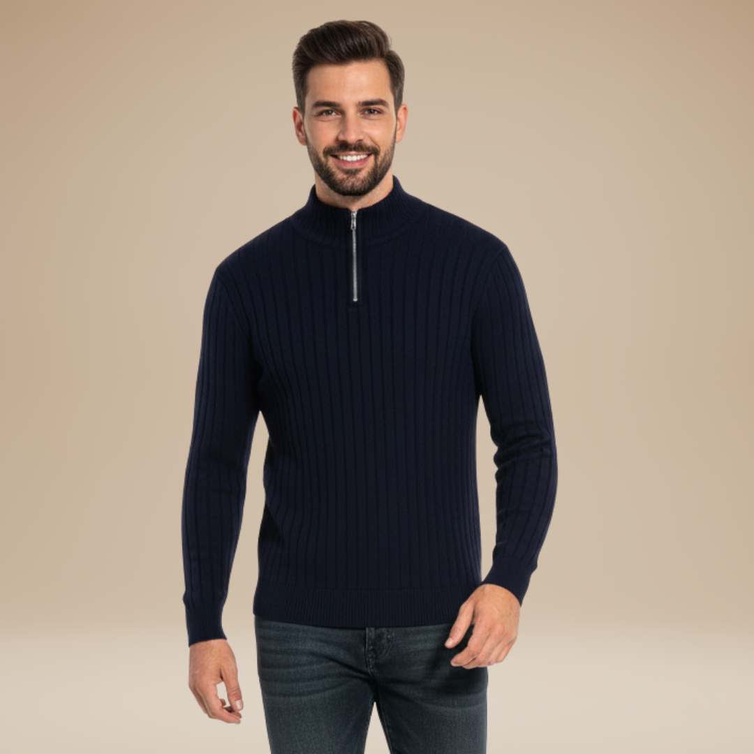 Renato | Maglione Uomo a Collo Alto con Zip dal Design Pulito