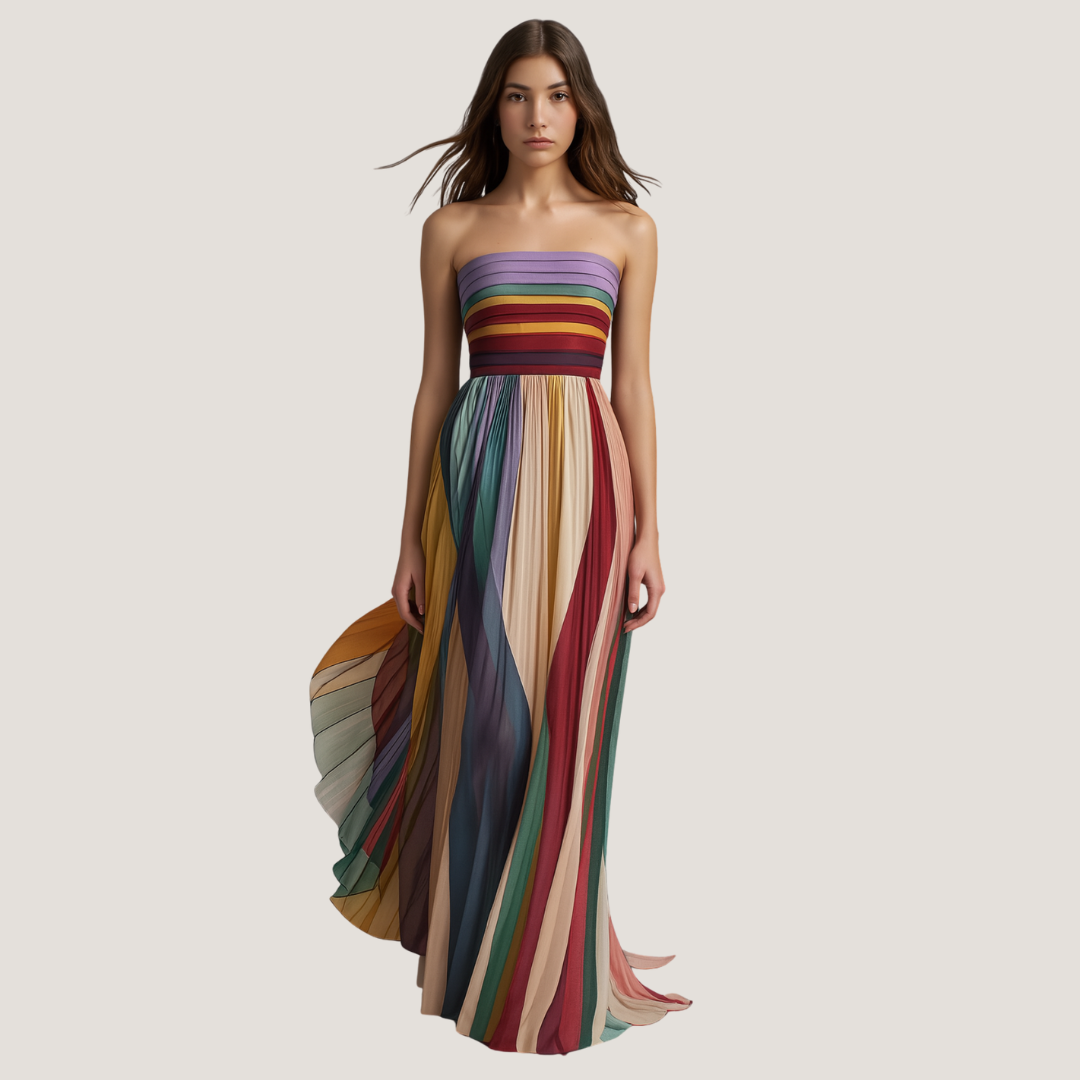 Livia | Abito Lungo a Righe Multicolore