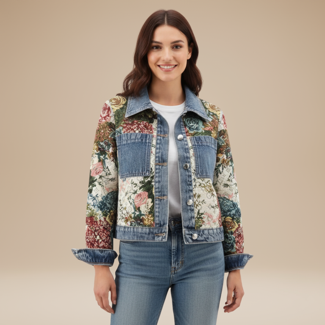Vittoria | Denim Jacket with Jacquard Embroidery
