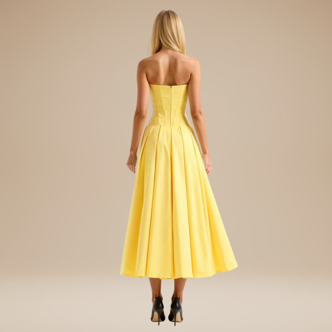 Rebecca | Midi Dress with Corset and Flared Skirt 